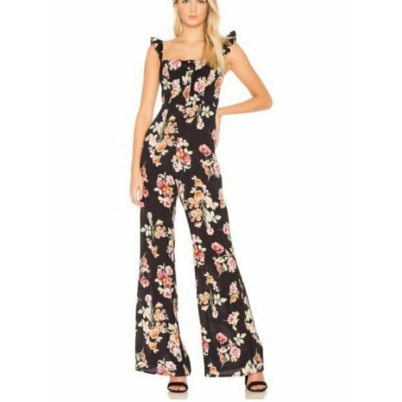New Flynn Skye Bardot Jumper Womens XS Pastel Blooms Floral Jumpsuit
